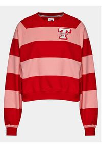 Tommy Jeans Bluza Letterman DW0DW17789 Czerwony Relaxed Fit. Kolor: czerwony. Materiał: bawełna