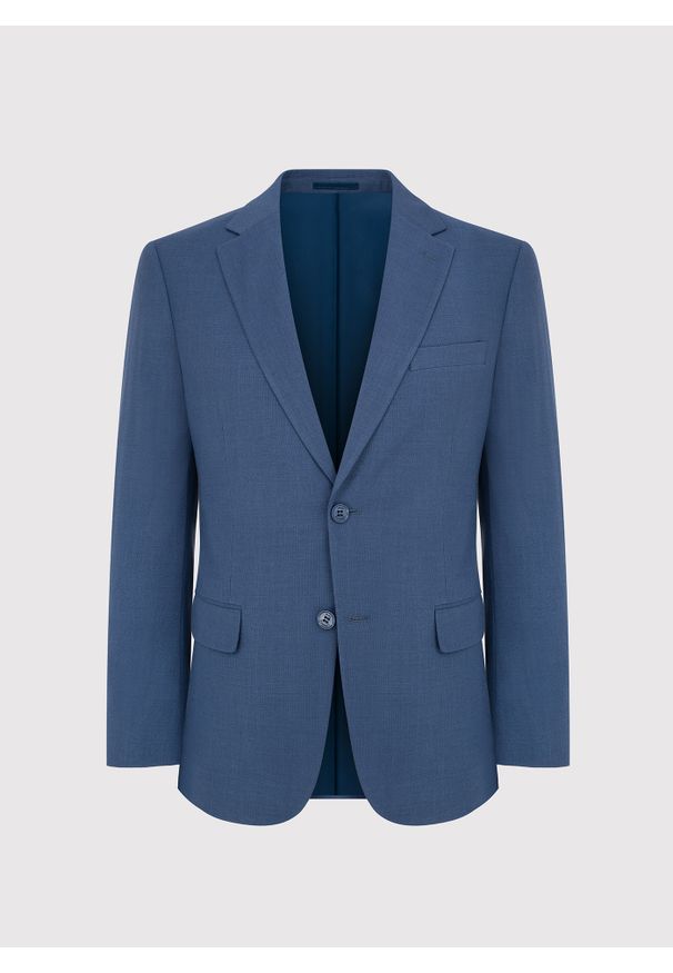 Pako Lorente - PAKO LORENTE – Niebieska marynarka męska. Okazja: na co dzień. Kolor: niebieski. Materiał: wiskoza, poliester, elastan, jeans. Styl: casual