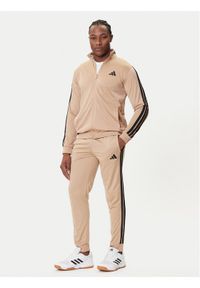 Adidas - adidas Dres Basic 3-Stripes JX5501 Beżowy Regular Fit. Kolor: beżowy. Materiał: syntetyk
