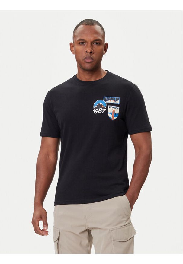 Napapijri T-Shirt S-Montepiana NP0A88SV Czarny Regular Fit. Kolor: czarny. Materiał: bawełna
