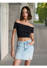 Sinsay - Spódniczka jeansowa - niebieski. Stan: podwyższony. Kolor: niebieski. Materiał: jeans