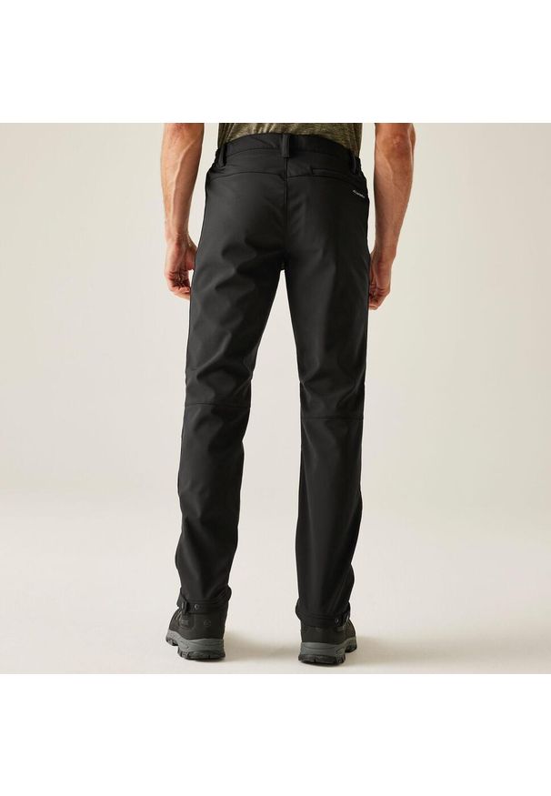 Regatta - Spodnie turystyczne męskie Geo Softshell II. Kolor: wielokolorowy, czarny, zielony, brązowy. Materiał: softshell. Sezon: lato. Sport: turystyka piesza