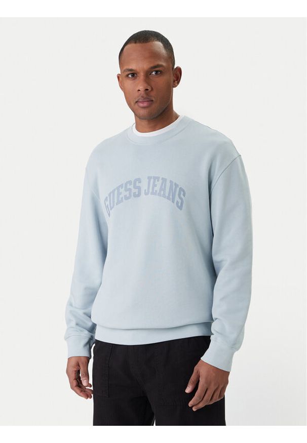 Guess Jeans Bluza M6GQA6 KCPR1 Niebieski Regular Fit. Kolor: niebieski. Materiał: bawełna