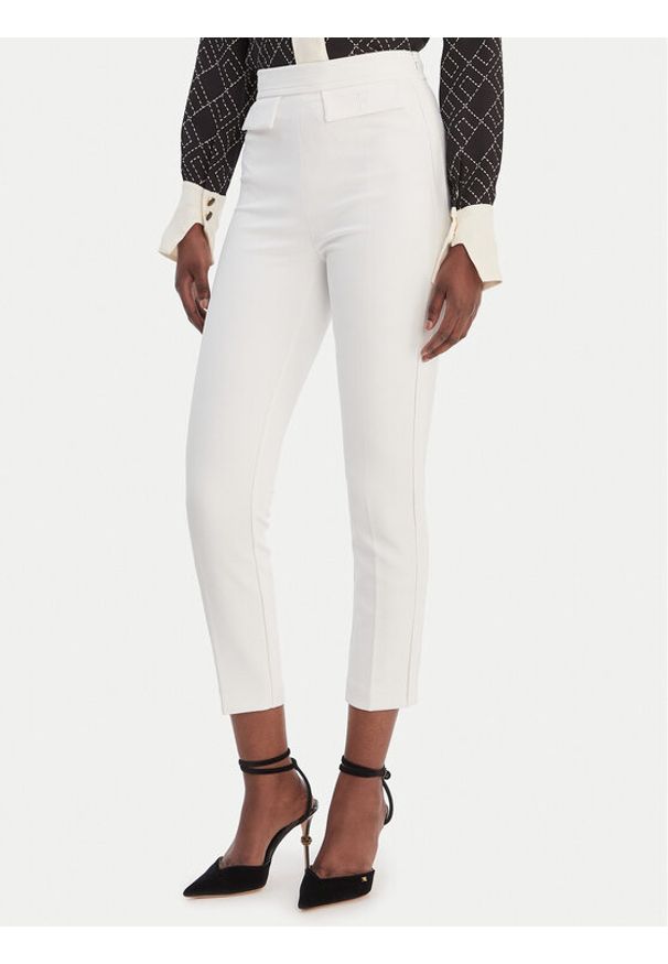 Elisabetta Franchi Spodnie materiałowe PA-170-61E2-V290 Biały Regular Fit. Kolor: biały. Materiał: syntetyk