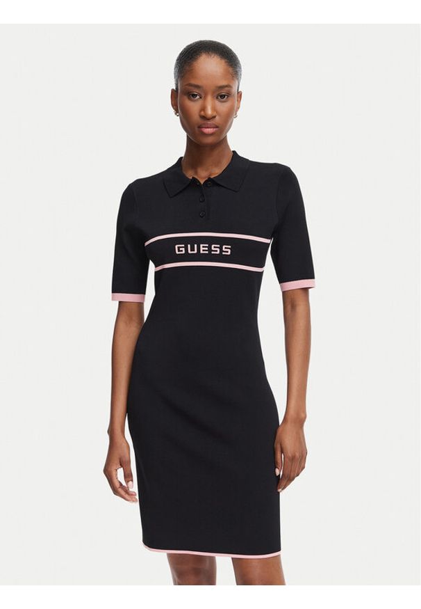 Guess Sukienka codzienna G6YK40 Z1082 Czarny Slim Fit. Okazja: na co dzień. Kolor: czarny. Materiał: wiskoza. Typ sukienki: proste. Styl: casual