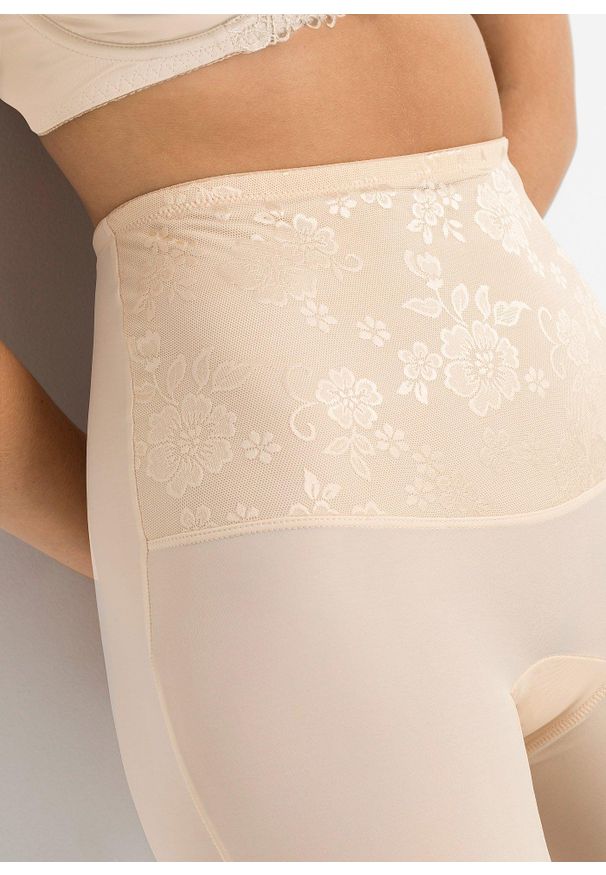 bonprix - Kolarki shape, średni stopień modelowania sylwetki. Kolor: beżowy. Materiał: materiał, koronka. Wzór: koronka