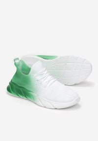 Born2be - Biało-Zielone Buty Sportowe Razmadze. Wysokość cholewki: przed kostkę. Kolor: zielony. Materiał: materiał. Szerokość cholewki: normalna. Wzór: aplikacja #5