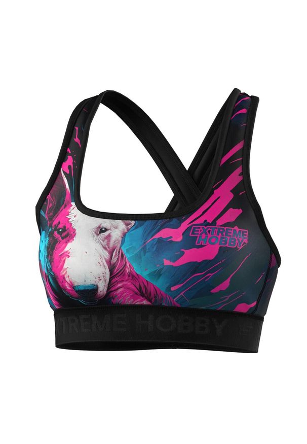 Stanik sportowy fitness siłownia MMA EXTREME HOBBY VIVID BULTERIER. Kolor: czarny. Materiał: poliester, elastan. Sport: fitness