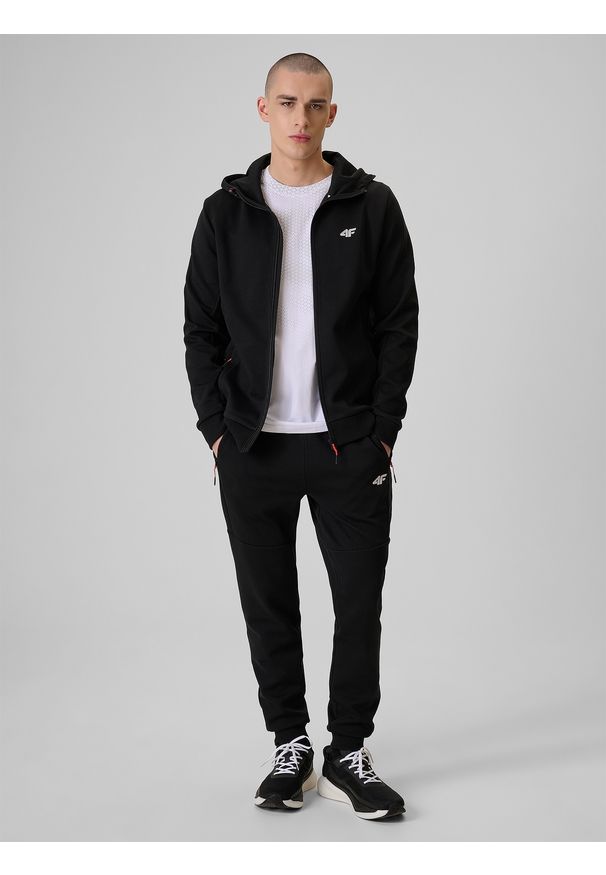 4f - 4F Bluza dresowa regular z kapturem męska - czarna M. Okazja: na co dzień. Typ kołnierza: kaptur. Kolor: czarny. Materiał: dresówka. Styl: casual