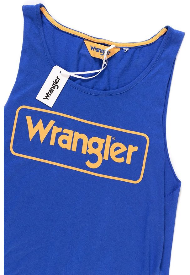 Wrangler - WRANGLER T SHIRT DAMSKI B&Y KABEL TANK NAUTICAL BLUE W726LF7V2 112130931. Długość rękawa: na ramiączkach. Wzór: nadruk