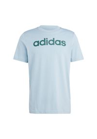 Adidas - Essentials Single Jersey Linear Embroidered Logo Tee. Kolor: niebieski. Materiał: jersey