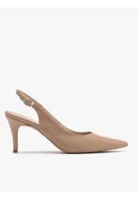 Ryłko - Beżowe czółenka typu slingback. Kolor: beżowy. Materiał: skóra. Obcas: na obcasie. Styl: street. Wysokość obcasa: średni #1