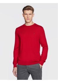 Polo Ralph Lauren Sweter 710876846009 Czerwony Slim Fit. Typ kołnierza: polo. Kolor: czerwony. Materiał: wełna
