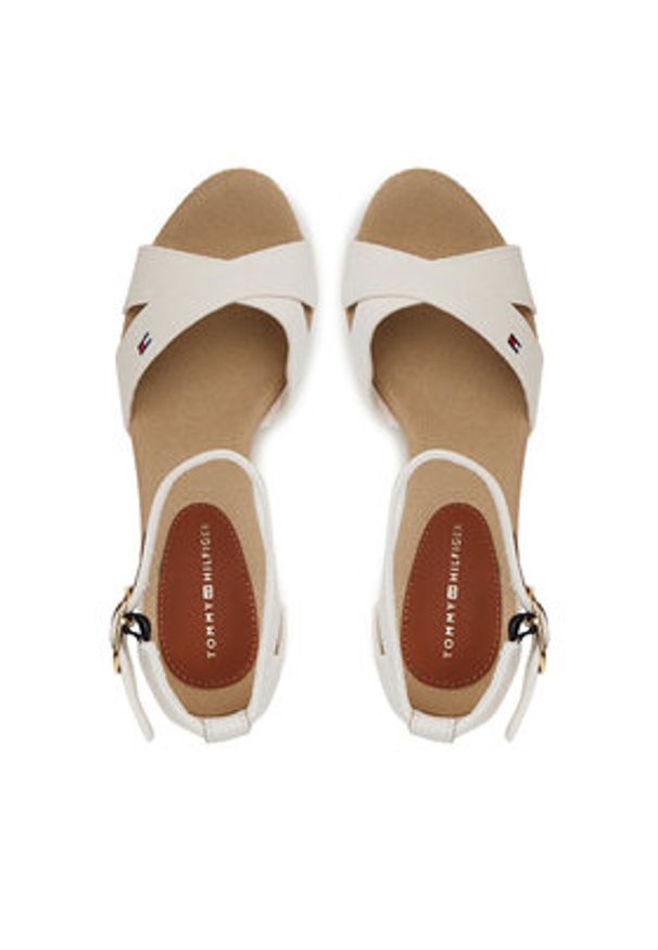 TOMMY HILFIGER - Tommy Hilfiger Sandały Flag High Wedge Espad Crisscross FW0FW08661 Écru. Materiał: materiał