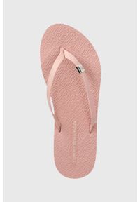 TOMMY HILFIGER - Tommy Hilfiger japonki TH MONOGRAM FLAT SANDAL damskie kolor różowy na platformie FW0FW06964. Kolor: różowy. Materiał: materiał. Wzór: gładki. Obcas: na platformie #2