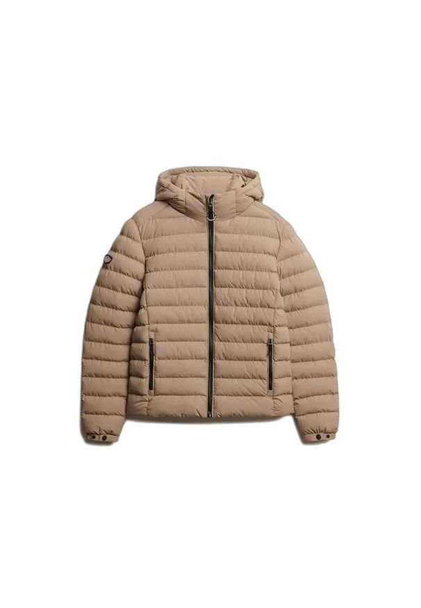 Kurtka puchowa Superdry. Kolor: beżowy. Materiał: puch. Sezon: jesień, wiosna. Styl: elegancki