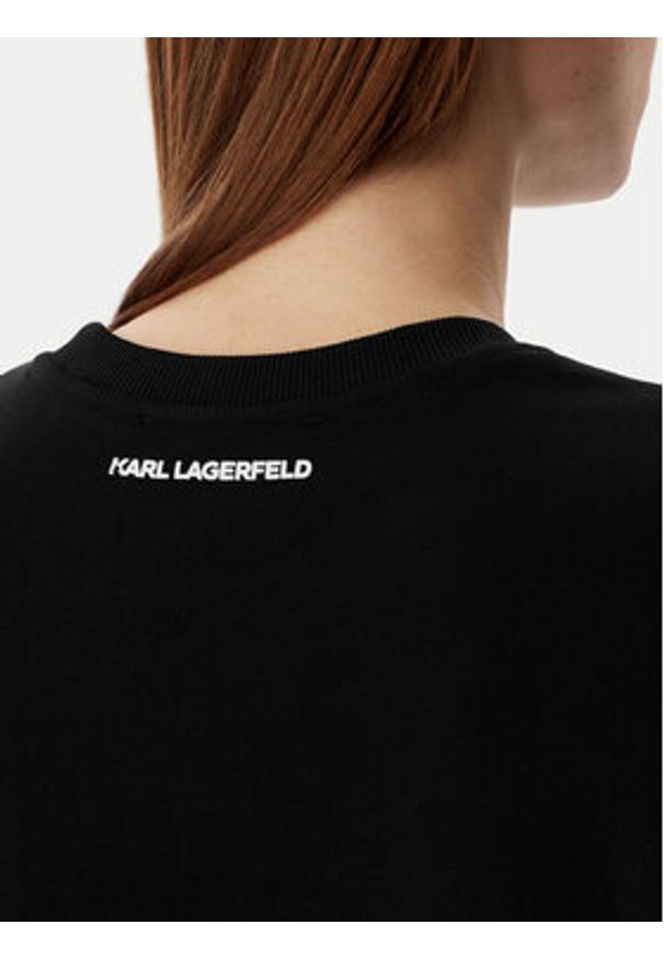 Karl Lagerfeld - KARL LAGERFELD Bluza B2W20010 Czarny Regular Fit. Typ kołnierza: dekolt w karo. Kolor: czarny. Materiał: bawełna
