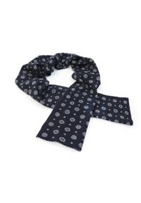 Adam Collection - Wełniany granatowo-szary szalik męski z domieszką kaszmiru W4. Kolor: szary, wielokolorowy, niebieski. Materiał: wełna, kaszmir #1