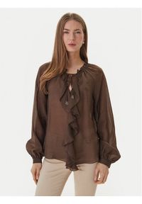 Guess Bluzka W6GH28 W1844 Brązowy Regular Fit. Kolor: brązowy. Materiał: lyocell #1