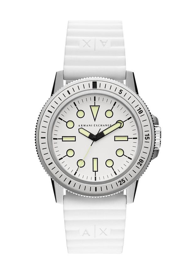 Armani Exchange Zegarek AX1850 męski kolor biały. Kolor: biały. Materiał: tworzywo sztuczne, materiał