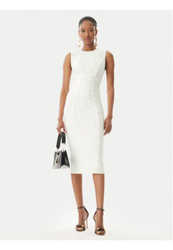 Elisabetta Franchi Sukienka koktajlowa AB76252E2 360 Biały Slim Fit. Kolor: biały. Materiał: wiskoza. Styl: wizytowy