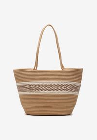 Renee - Beżowa Trapezowa Torebka Tote w Plażowym Stylu z Plecionej Bawełny Prociona. Kolor: beżowy. Sezon: lato. Styl: elegancki #4