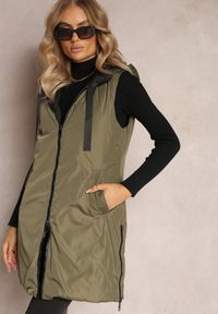 Renee - Czarna Dwustronna Kamizelka Pikowana Miames. Okazja: na co dzień. Kolor: czarny. Materiał: jeans. Wzór: gładki. Styl: sportowy, casual