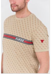 Guess - GUESS Beżowy męski t-shirt Jamey, Rozmiar M. Kolor: beżowy #2
