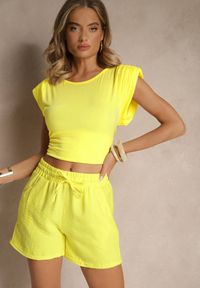 Renee - Żółte Szorty ze Sznurkiem Lirivee. Okazja: na co dzień. Kolor: żółty. Styl: casual
