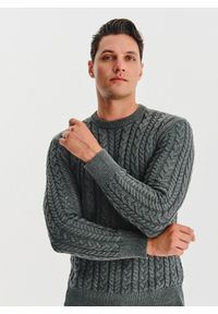 Pako Lorente - PAKO LORENTE - szary sweter męski z kaszmirem. Kolor: szary. Materiał: kaszmir. Wzór: ze splotem. Sezon: jesień #5