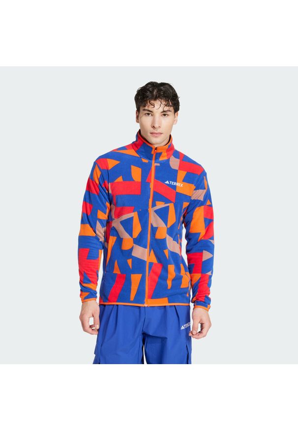 Adidas - Bluza Terrex Multi Printed Full-Zip Fleece. Kolor: wielokolorowy, różowy, niebieski. Materiał: polar, materiał
