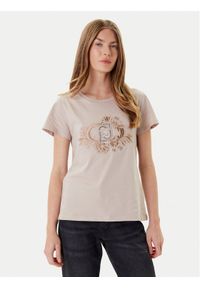 Liu Jo Sport T-Shirt TF5162 JS923 Beżowy Regular Fit. Kolor: beżowy. Materiał: bawełna. Styl: sportowy #1