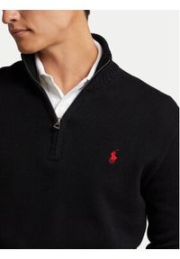 Polo Ralph Lauren Sweter 710859939003 Czarny Regular Fit. Typ kołnierza: polo. Kolor: czarny. Materiał: bawełna #5