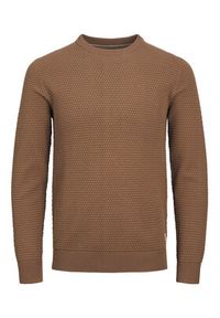Jack & Jones Sweter 12212816 Brązowy Regular Fit. Kolor: brązowy. Materiał: bawełna