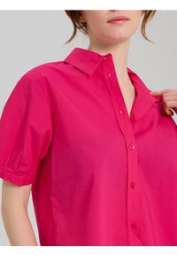 Sinsay - Koszulowa bluzka z bufiastym rękawem - różowy. Kolor: różowy #1