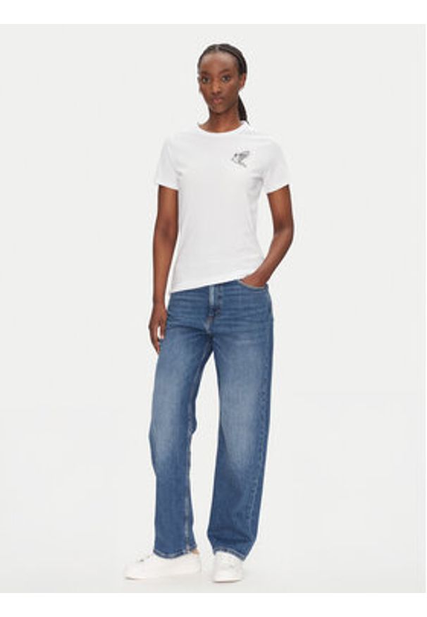 BOSS T-Shirt C_Elogo_21 50540260 Biały Slim Fit. Kolor: biały. Materiał: bawełna