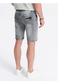Ombre Clothing - Krótkie spodenki męskie jeansowe - szare V2 - Rozmiar: L. Kolor: szary. Materiał: jeans. Długość: krótkie #5