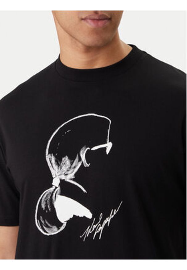 Karl Lagerfeld - KARL LAGERFELD T-Shirt 755146 562224 Czarny Loose Fit. Typ kołnierza: dekolt w karo. Kolor: czarny. Materiał: bawełna