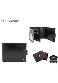ROVICKY - Portfel skórzany Rovicky 22320L-VT-RVT czarny. Kolor: czarny. Materiał: skóra