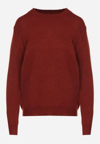Born2be - Bordowy Klasyczny Sweter z Wełną Mailira. Okazja: na co dzień, do pracy. Kolor: czerwony. Materiał: wełna. Styl: klasyczny #6