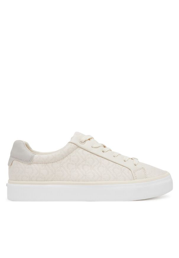 Calvin Klein Sneakersy Vulc Lace Up - Jacq HW0HW02412 Écru. Materiał: materiał
