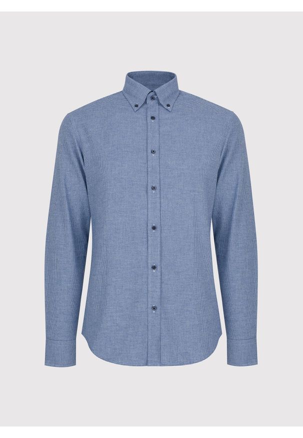 Pako Lorente - PAKO LORENTE – Granatowa koszula w pepitkę. Kolor: niebieski. Materiał: bawełna. Długość rękawa: długi rękaw. Długość: długie