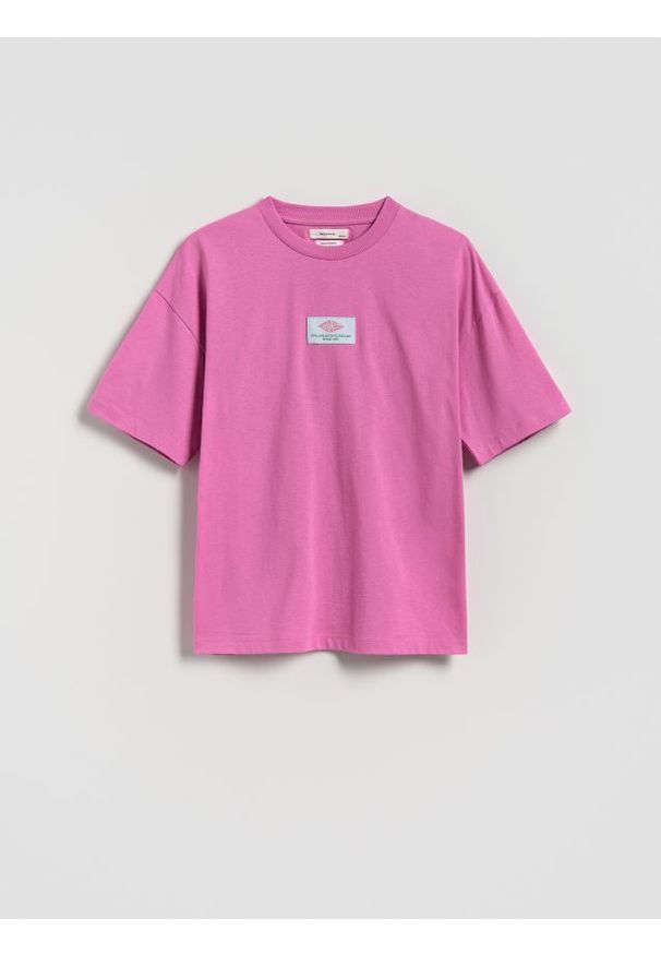 Reserved - T-shirt z nadrukiem - fioletowy. Kolor: fioletowy. Materiał: bawełna, dzianina. Wzór: nadruk