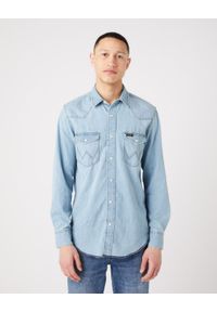 Wrangler - WRANGLER HERITAGE SHIRT MĘSKA KOSZULA JEANSOWA ICY W5D1NC243. Materiał: jeans #1