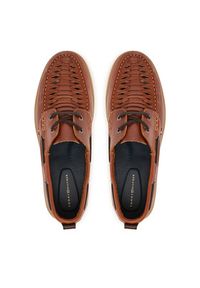 TOMMY HILFIGER - Tommy Hilfiger Półbuty Hilfiger Braided Lth Boat Shoe FM0FM05892 Brązowy. Kolor: brązowy. Materiał: skóra #4