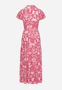 Born2be - Różowa Rozkloszowana Sukienka Maxi z Luźnym Rękawem w Kwiatowy Print Oxeria. Kolor: różowy. Wzór: nadruk, kwiaty. Sezon: lato. Typ sukienki: rozkloszowane. Długość: maxi #4