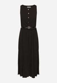 Born2be - Czarna Sukienka Bez Rękawów z Plisami i Paskiem z Klamrą Iffale. Okazja: na co dzień, na spacer. Kolor: czarny. Długość rękawa: bez rękawów. Styl: klasyczny, casual #7