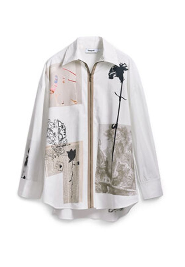 Desigual Koszula Recortes 25SWCW23 Biały Relaxed Fit. Kolor: biały. Materiał: bawełna