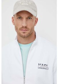 Karl Lagerfeld bluza męska kolor biały z nadrukiem. Kolor: biały. Materiał: materiał. Długość rękawa: długi rękaw. Długość: długie. Wzór: nadruk #3