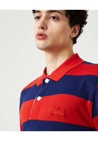 Lacoste - LACOSTE - Koszulka polo w paski z logo Regular Fit. Typ kołnierza: polo. Kolor: czerwony. Materiał: bawełna. Wzór: paski. Styl: klasyczny #5